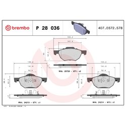 Brake Pad Set BREMBO P28036 OE Ref 45022SEAEZ1