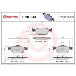 Brake Pad Set BREMBO P28044 OE Ref 45022TL1G01