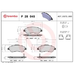 Brake Pad Set BREMBO P28045X OE Ref 45022SWWG01