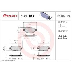 Brake Pad Set BREMBO P28046 OE Ref 43022SWWG01