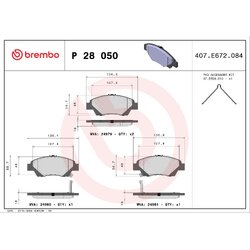 Brake Pad Set BREMBO P28050 OE Ref 45022SZTG00