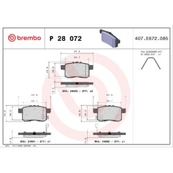 Brake Pad Set BREMBO P28072 OE Ref 43022TA0A000