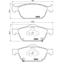Brake Pad Set BREMBO P28076 OE Ref 45022TV0E00
