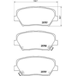 Brake Pad Set BREMBO P30070 OE Ref 581011UA10