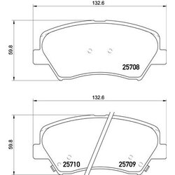 Brake Pad Set BREMBO P30073 OE Ref 581012VA00