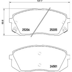 Brake Pad Set BREMBO P30093 OE Ref 58101D4A20