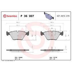 Brake Pad Set BREMBO P36007 OE Ref JLM1829