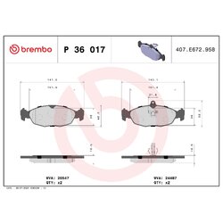 Brake Pad Set BREMBO P36017 OE Ref JLM21220