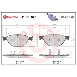 Brake Pad Set BREMBO P36025 OE Ref C2P26236