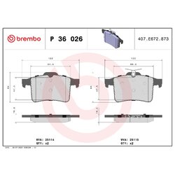 Brake Pad Set BREMBO P36026 OE Ref C2D60655