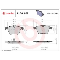 Brake Pad Set BREMBO P36027 OE Ref 02C2Z14096