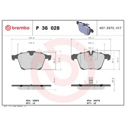 Brake Pad Set BREMBO P36028 OE Ref C2C14096
