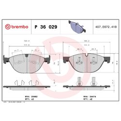 Brake Pad Set BREMBO P36029 OE Ref T2R7248