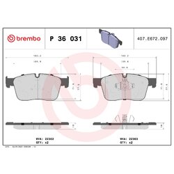 Brake Pad Set BREMBO P36031 OE Ref J9D1118