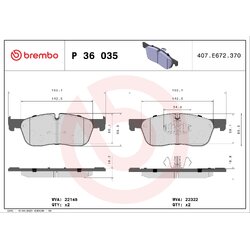 Brake Pad Set BREMBO P36035 OE Ref T2H43858