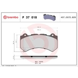 Brake Pad Set BREMBO P37018 OE Ref 68248384AB