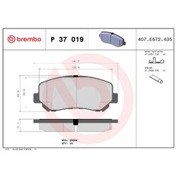 Brake Pad Set BREMBO P37019 OE Ref 68240669AA