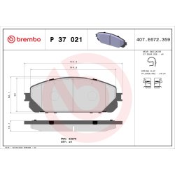 Brake Pad Set BREMBO P 37 021 OE Ref 00K68212327AA