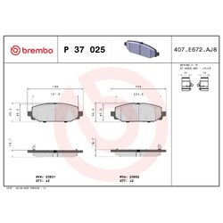Brake Pad Set BREMBO P37025 OE Ref 68386838AB