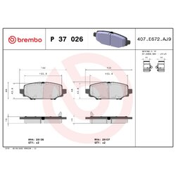 Brake Pad Set BREMBO P37026 OE Ref 68385238AB