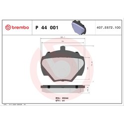 Brake Pad Set BREMBO P44001 OE Ref GBP271