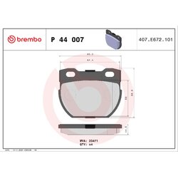 Brake Pad Set BREMBO P44007 OE Ref SFP000280