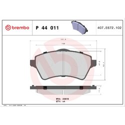 Brake Pad Set BREMBO P44011 OE Ref SFP000010
