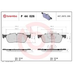 Brake Pad Set BREMBO P44026 OE Ref J9C17007