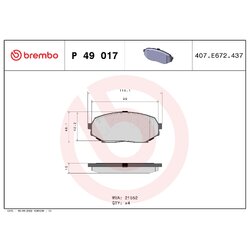 Brake Pad Set BREMBO P49017 OE Ref 8970118921