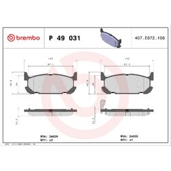 Brake Pad Set BREMBO P49031 OE Ref N0Y72648ZB