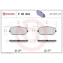 Brake Pad Set BREMBO P49044 OE Ref 68333396AA