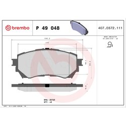 Brake Pad Set BREMBO P49048 OE Ref G4YA3328ZA