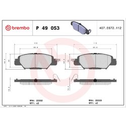 Brake Pad Set BREMBO P49053 OE Ref KAY02648ZA