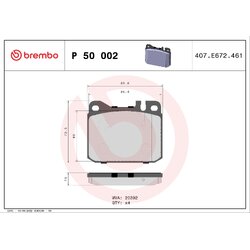 Brake Pad Set BREMBO P50002 OE Ref 0004206420