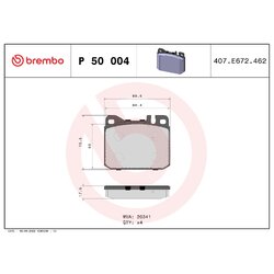 Brake Pad Set BREMBO P50004 OE Ref 0004206020