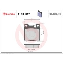 Brake Pad Set BREMBO P50017 OE Ref 05143633AB