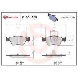 Brake Pad Set BREMBO P50023 OE Ref 0024209620