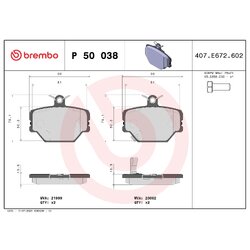 Brake Pad Set BREMBO P50038 OE Ref 0004200505
