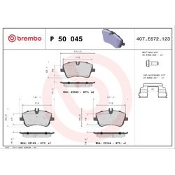 Brake Pad Set BREMBO P50045 OE Ref 0034204520