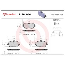 Brake Pad Set BREMBO P50046 OE Ref 0034206020
