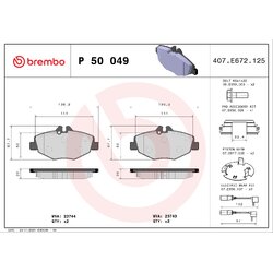 Brake Pad Set BREMBO P50049 OE Ref 0034209920