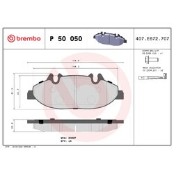 Brake Pad Set BREMBO P50050 OE Ref 0014210910