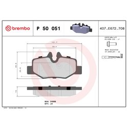 Brake Pad Set BREMBO P50051 OE Ref 0014211010