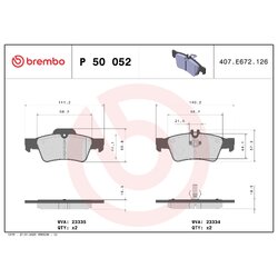 Brake Pad Set BREMBO P50052 OE Ref 0004230230