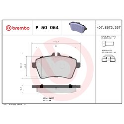 Brake Pad Set BREMBO P50054 OE Ref 1694201020