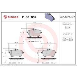 Brake Pad Set BREMBO P50057 OE Ref 1694200120