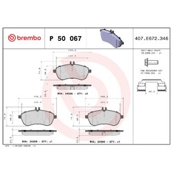 Brake Pad Set BREMBO P50067 OE Ref 000420030590