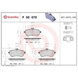 Brake Pad Set BREMBO P50070 OE Ref 0054200920