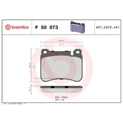 Brake Pad Set BREMBO P50073 OE Ref 004420512041
