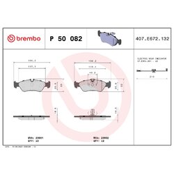 Brake Pad Set BREMBO P50082 OE Ref 0024204020